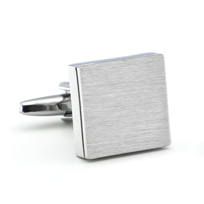Brushed Silver Square Cufflinks Image Front