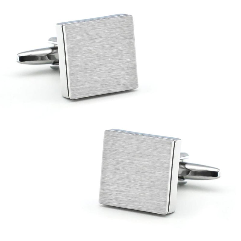 Brushed Silver Square Cufflinks Image Pair