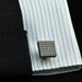 Gunmetal Black Cufflinks Square Checker Grid Image On shirt Sleeve