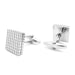 Silver Cufflinks Square Checker Grid Pair Front and Back