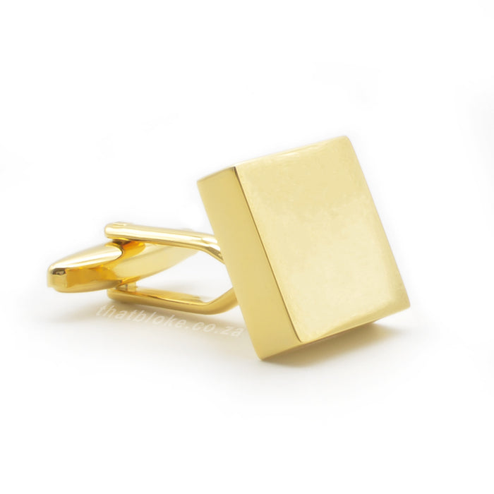 Glossy Gold Square Cufflinks Front Face