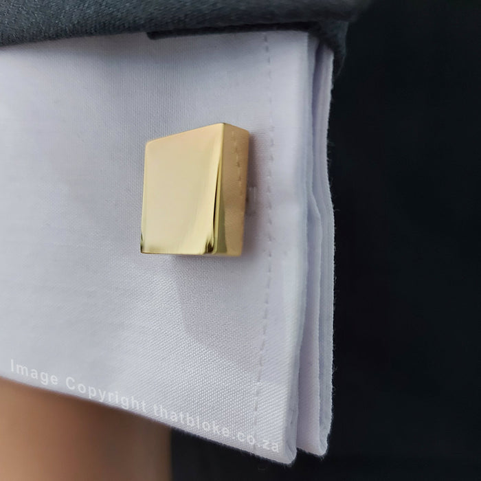 Cufflinks - Square Glossy Flat Thick Tilted Arm (Gold)