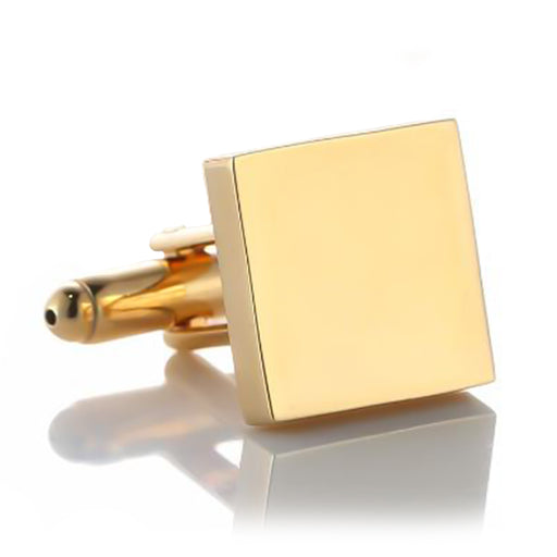 Gold Square Cufflinks Flat 17mm Front View