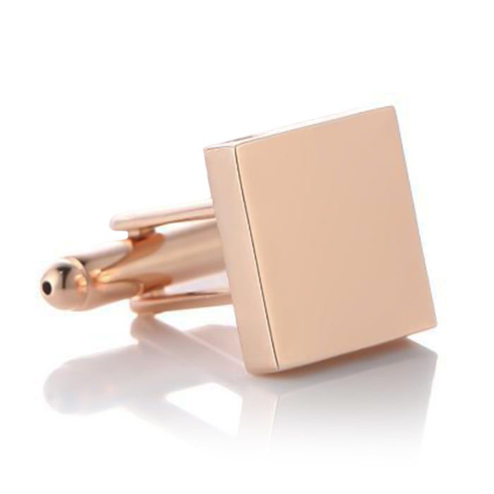 Thin Rose Gold Square Cufflinks Flat Front