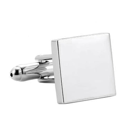 Thin Square Cufflinks Silver Front 17mm