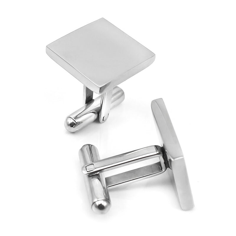 Thin Square Cufflinks Silver Pair