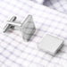 Thin Square Cufflinks Silver On Shirt Sleeve 17mm