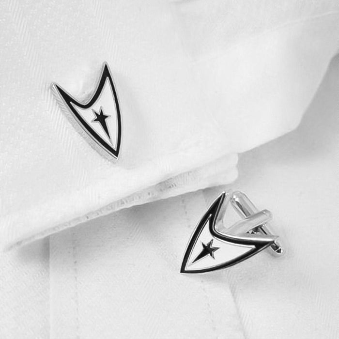 Star Trek Cufflinks Starfleet Command Symbol Silver On Shirt Sleeve Image
