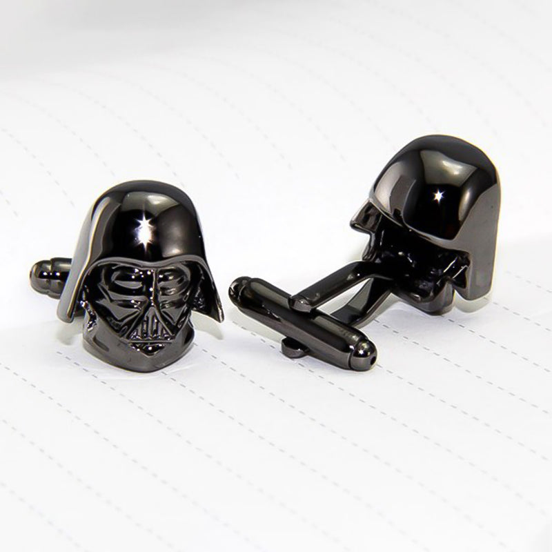 Star Wars Darth Vader Cufflinks Gunmetal Black Image On Shirt