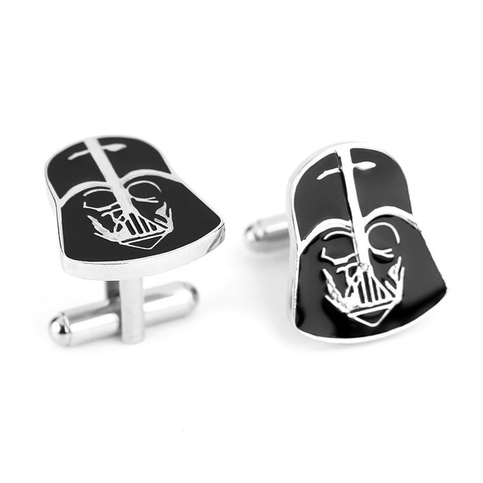 Star Wars Darth Vader Cufflinks Silver and Black Front and Top Pair