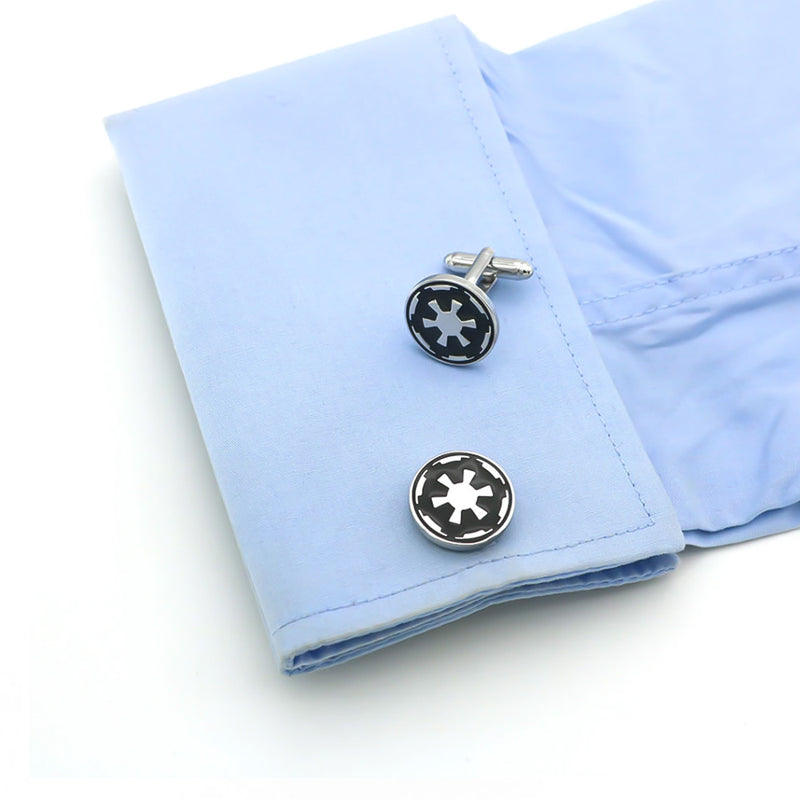 Star Wars Galactic Empire Cufflinks Silver and Black On Shirt Sleeve