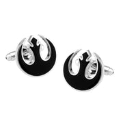 Star Wars Rebel Alliance Cufflinks Silver Black Front Pair Image
