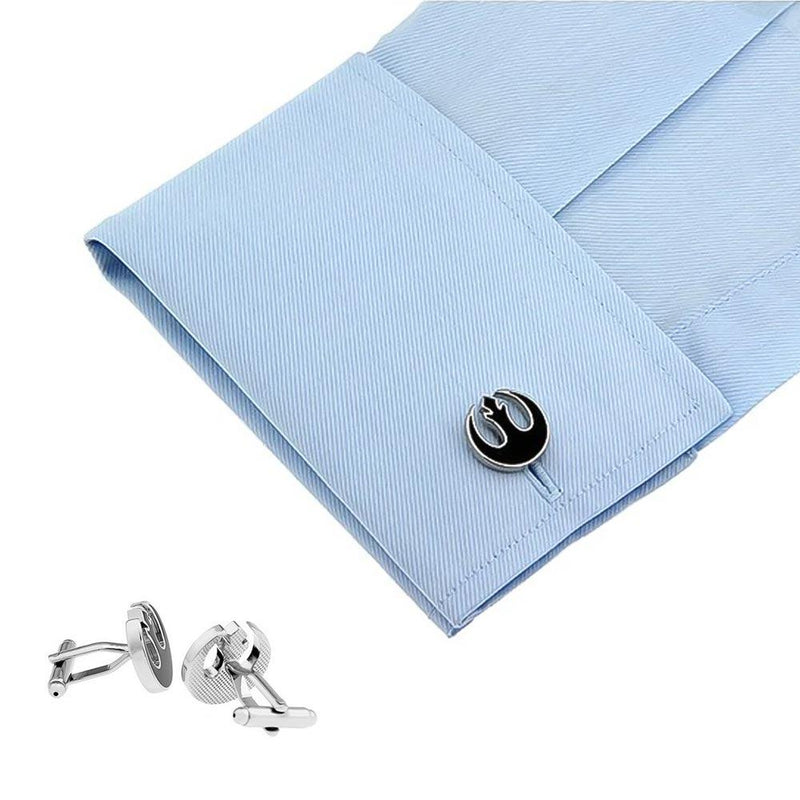 Star Wars Rebel Alliance Cufflinks Silver Black On Shirt Sleeve Image
