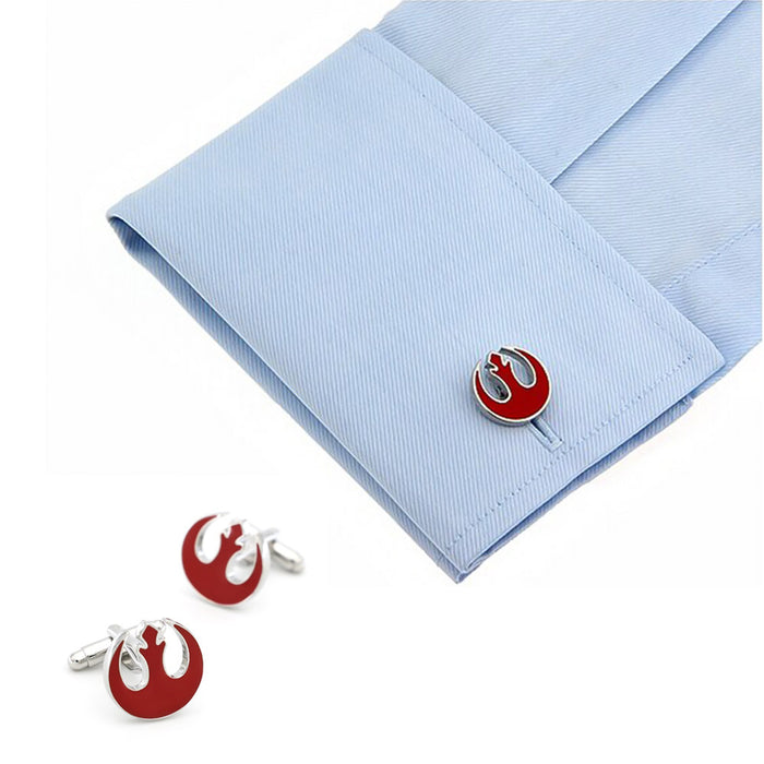 Star Wars Rebel Alliance Cufflinks silver and red On Shirt Sleeve