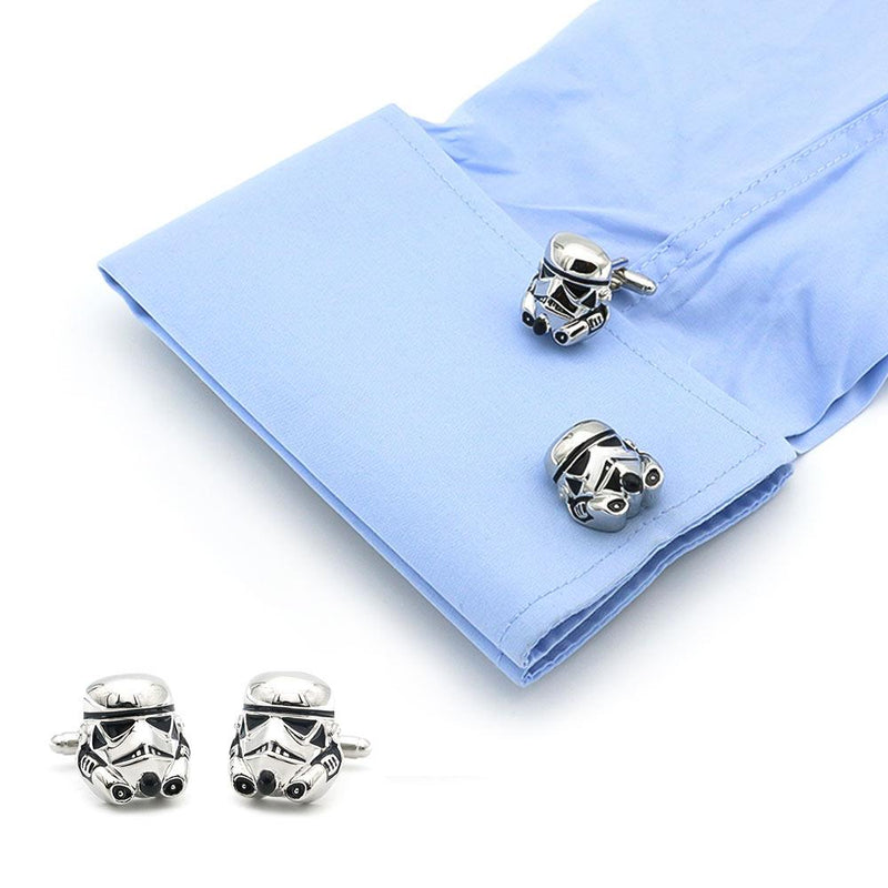 Star Wars Stormtrooper Cufflinks Silver On Shirt Sleeve Image