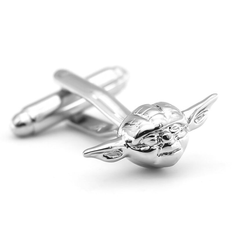 Star Wars Yoda Cufflinks Silver Front View