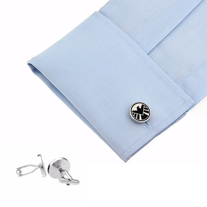 Agents Of Shield Cufflinks Silver Image On Shirt Sleeve