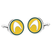 Superhero Aquaman Cufflinks Silver Logo Pair