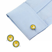 Superhero Aquaman Cufflinks Silver Logo On Shirt Sleeve