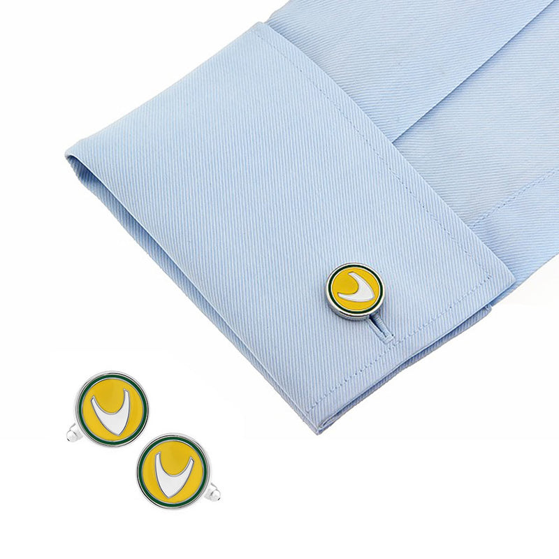 Superhero Aquaman Cufflinks Silver Logo On Shirt Sleeve