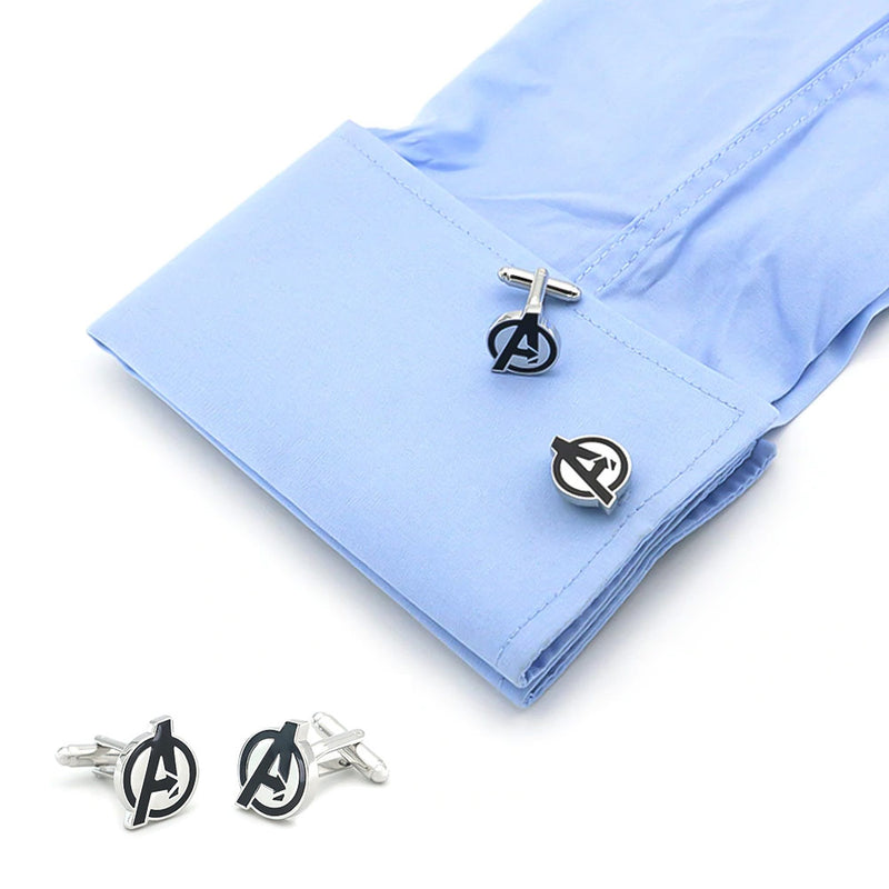 Superhero The Avengers Cufflinks Silver Image On Shirt Sleeve