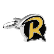 Robin Cufflinks Batmans Sidekick Silver Yellow Front Image