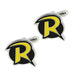 Robin Cufflinks Batmans Sidekick Silver Yellow Front Pair Image