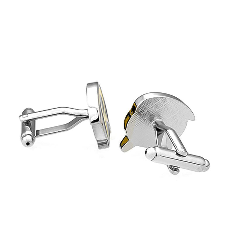 Robin Cufflinks Batmans Sidekick Silver Yellow Back Image