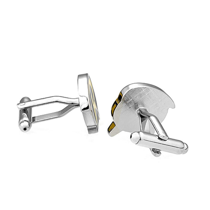 Robin Cufflinks Batmans Sidekick Silver Yellow Back Image