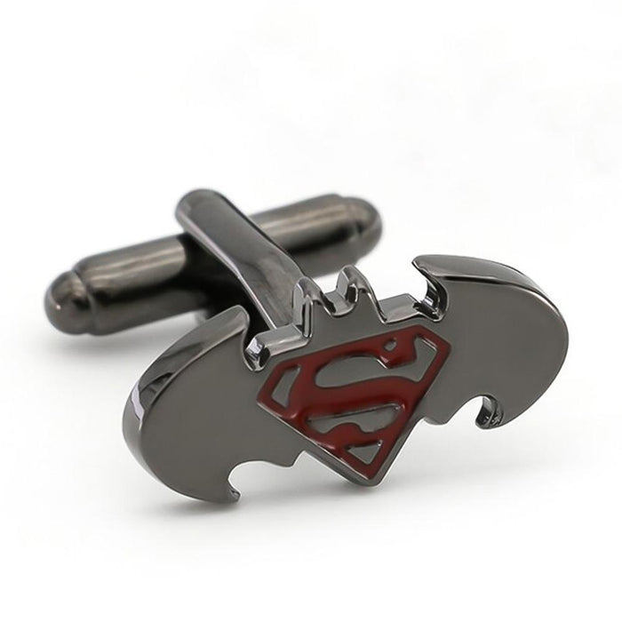 Superhero Batman Vs Superman Cufflinks Gunmetal Black Front Image