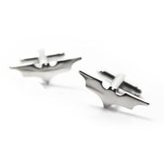 Batman Wing Cufflinks Silver Superhero Image Side Front