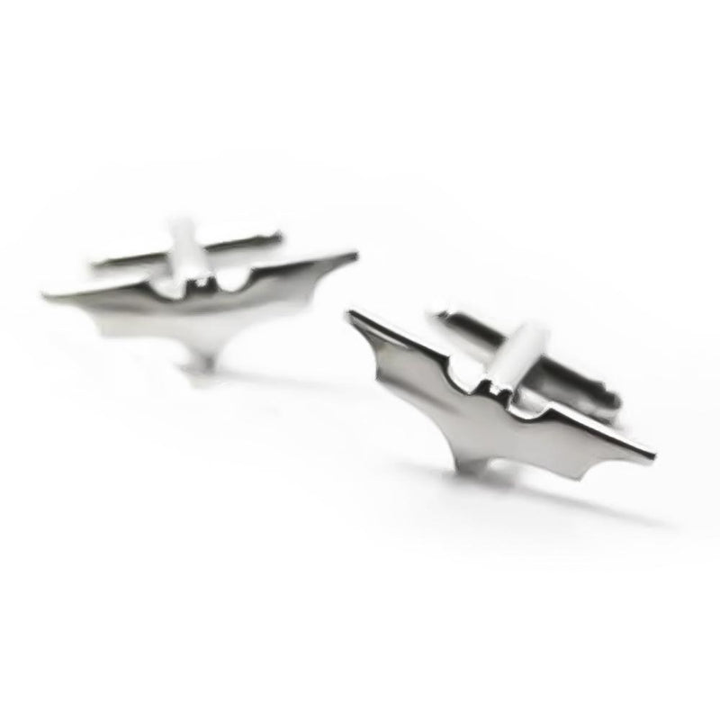 Batman Wing Cufflinks Silver Superhero Image Side Front