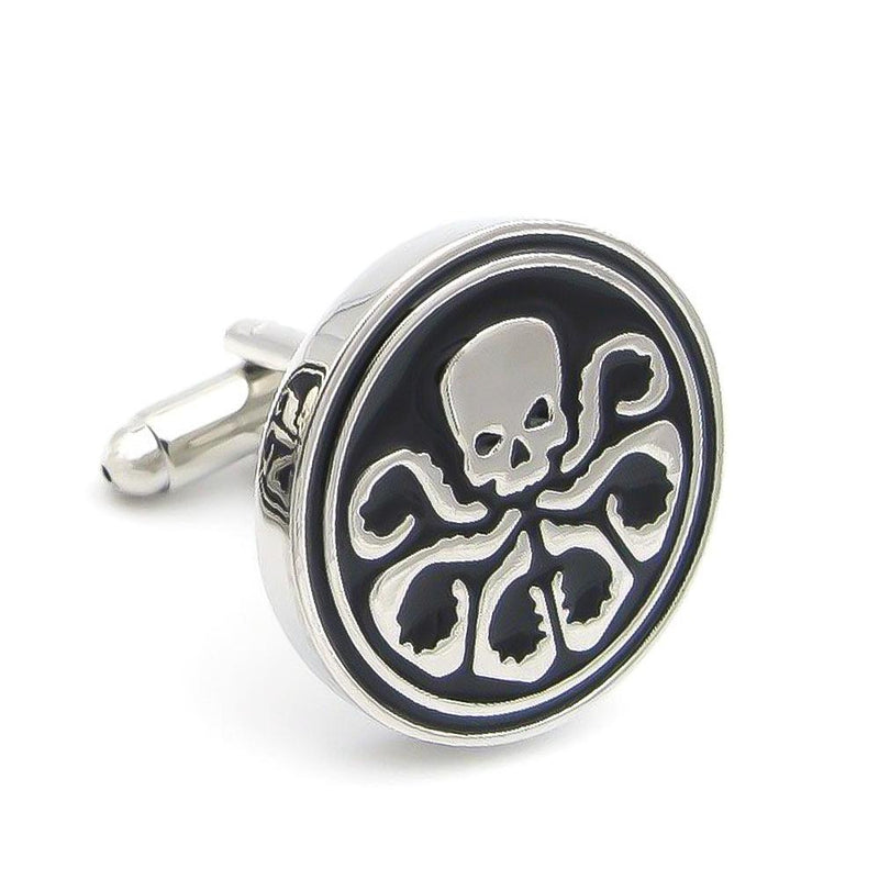Superhero Hydra Cufflinks Silver Black Front Image
