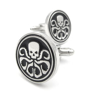 Superhero Hydra Cufflinks Silver Black Front Pair Image