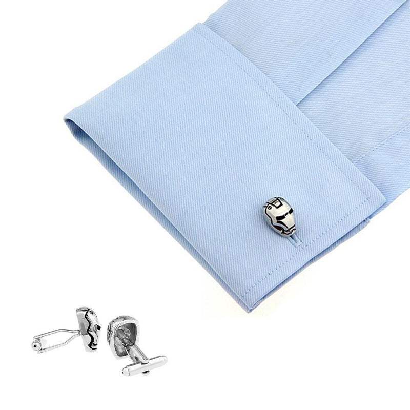 Superhero Iron Man Cufflinks Silver On Shirt Sleeve Image