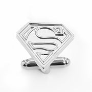 Outlined Superman Cufflinks Silver Front View