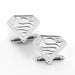 Outlined Superman Cufflinks Silver Pair