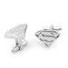 Superhero flat solid silver superman cufflinks Top and Front