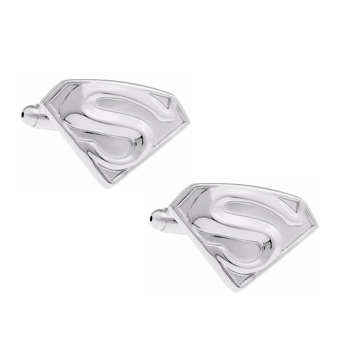 Superhero Superman Cufflinks Silver Front Pair Image