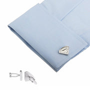 Superhero Superman Cufflinks Silver On Shirt Sleeve Image