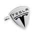 Tesla Cufflinks Car Logo Electric Automobile Image Silver Front