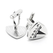 Tesla Cufflinks Car Logo Electric Automobile Image Silver Pair