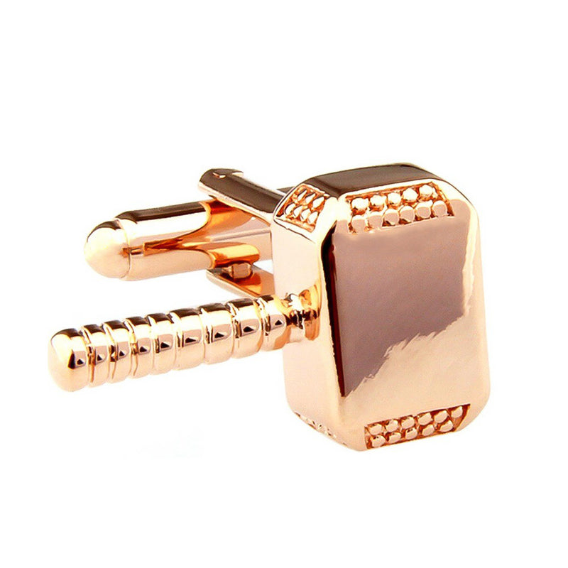 Rose Gold Cufflinks Thor Hammer Superhero Front
