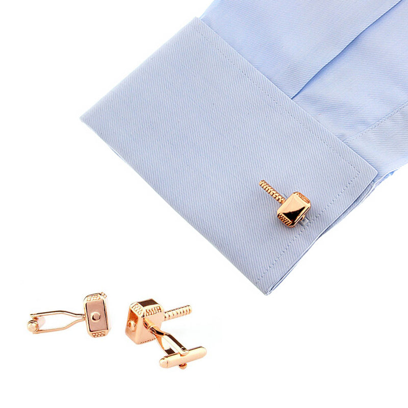 Rose Gold Cufflinks Thor Hammer Superhero On Shirt Sleeve