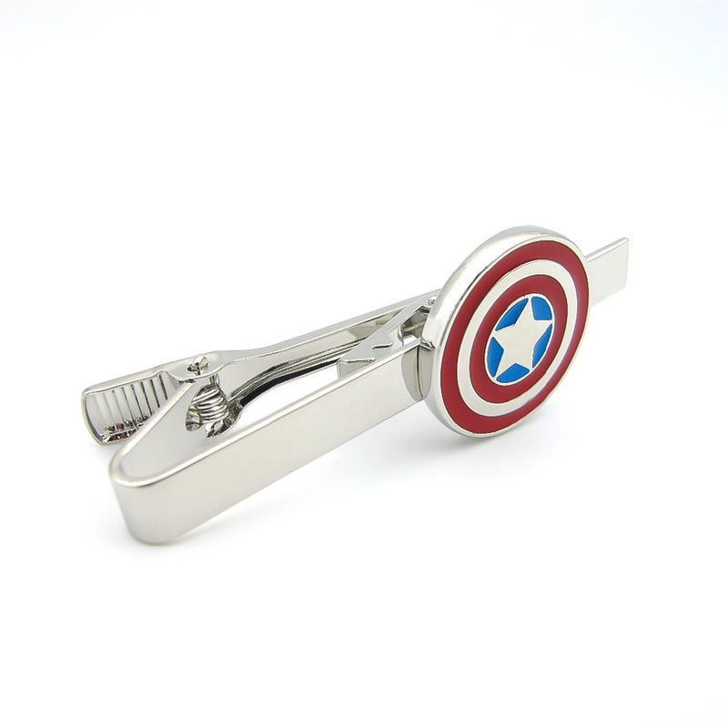 Captain America Tie Clip Silver Red Superhero Image Front