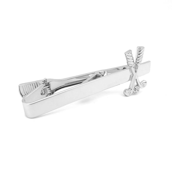 Golf Tie Clip Ball and Clubs Silver