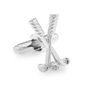 Golf Cufflinks Clubs Ball Silver Image Front