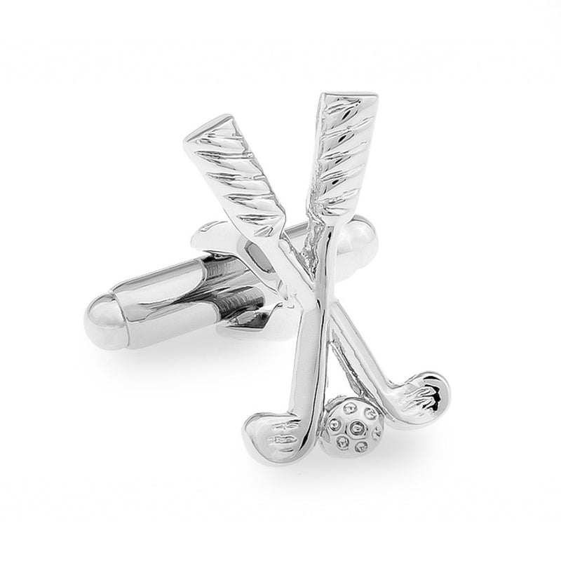 Golf Cufflinks Clubs Ball Silver Image Front