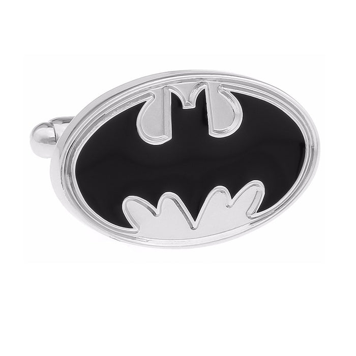 Superhero Batman Cufflinks Black Silver Image Front