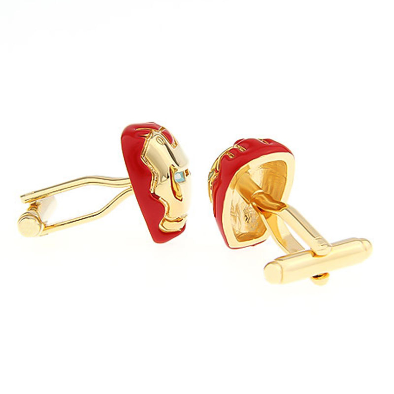 Iron Man Cufflinks Gold Red Image Pair Back